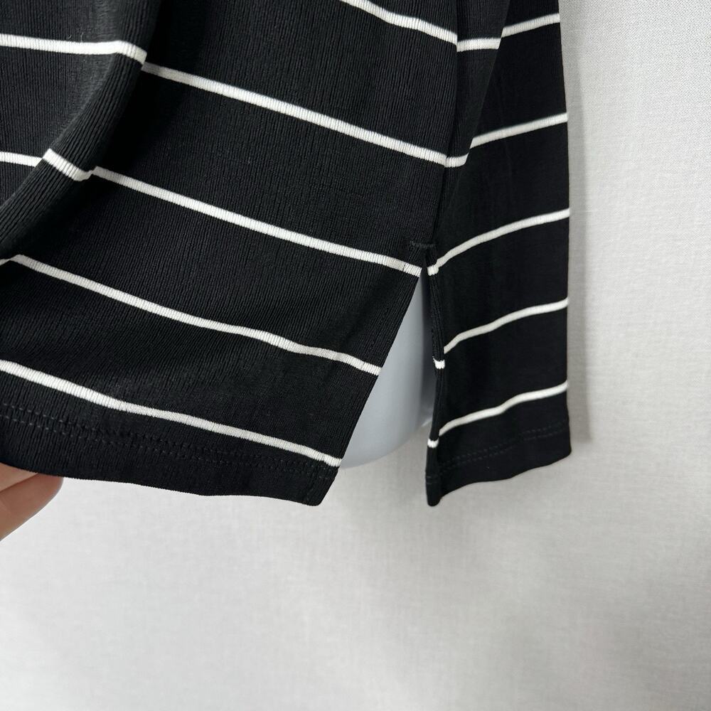 Chico's Womens Top 8/10 Black Striped Travelers Prep Old Money Nautical Knit - Picture 3 of 12